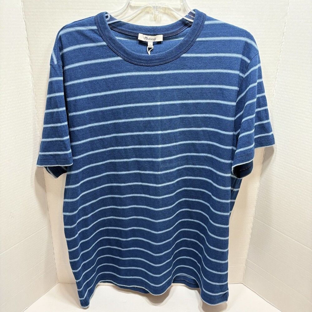 Madewell Indigo-Dyed Slub Tee Men’s Large Blue Striped NWT